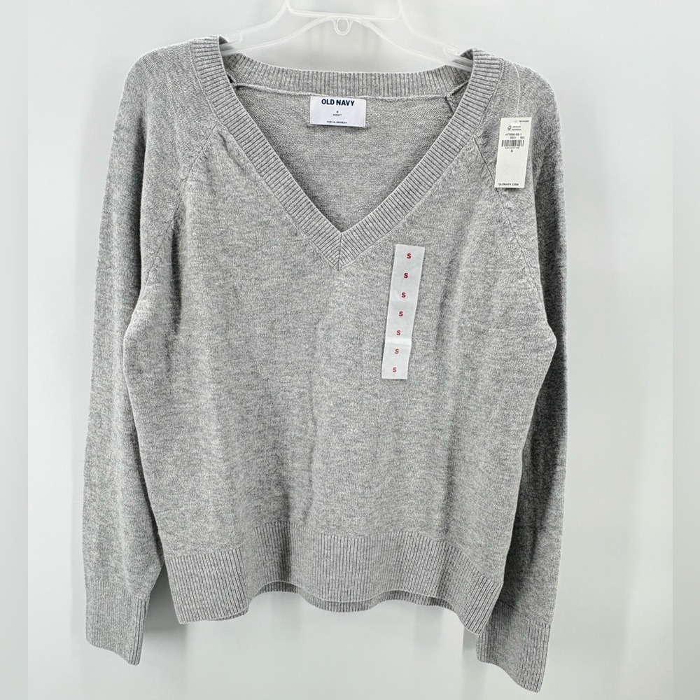 Old Navy sz Small Gray V-Neck Pullover So Soft Sweater new Minimalist Career